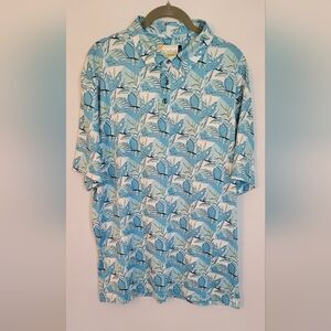 Jack Nicklaus Eco Choice Tropical Blue Toucan Bird Golf  Polo Shirt Size…